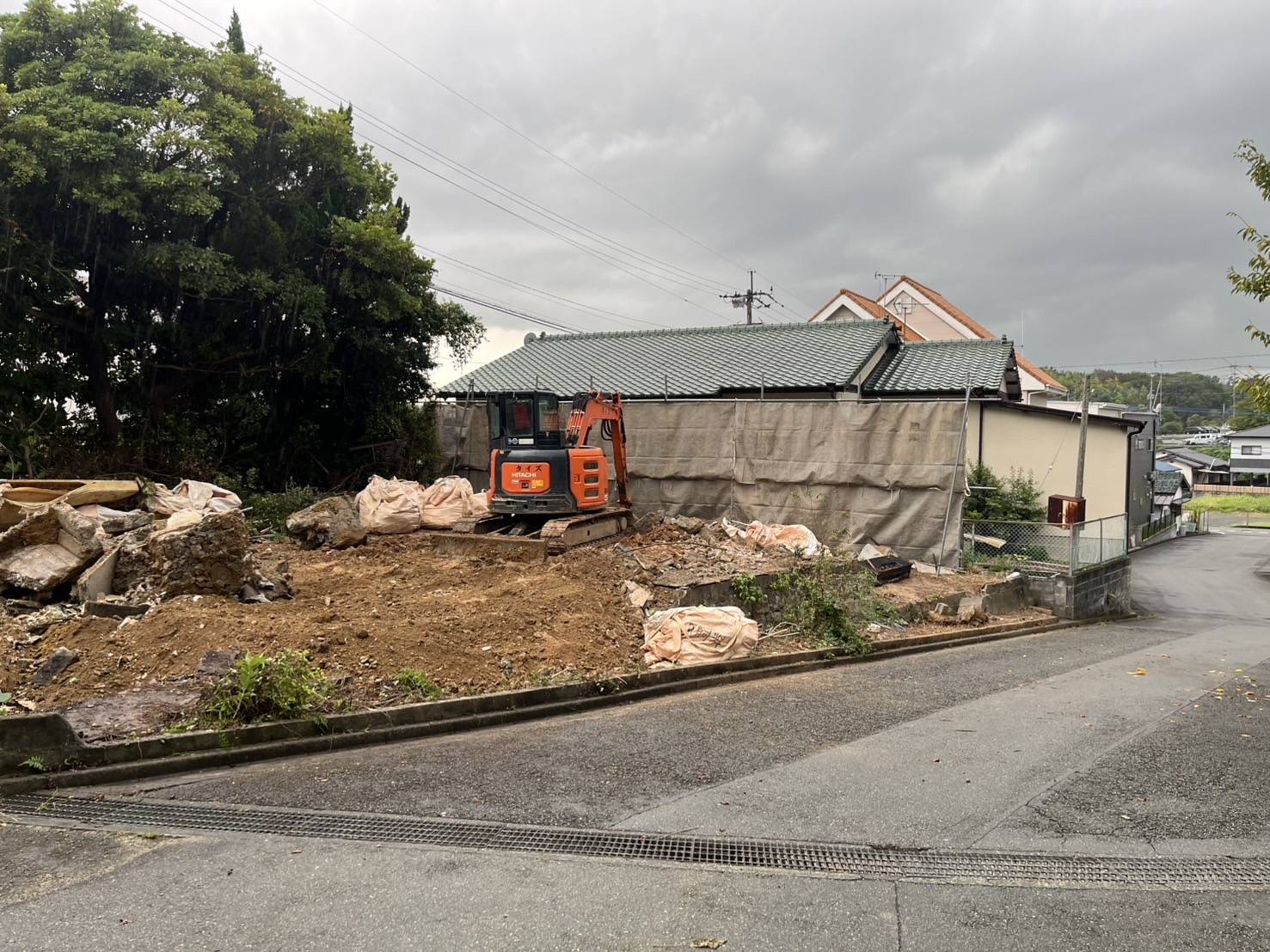 施工途中（木造及び鉄骨造住宅解体工事：広川町）