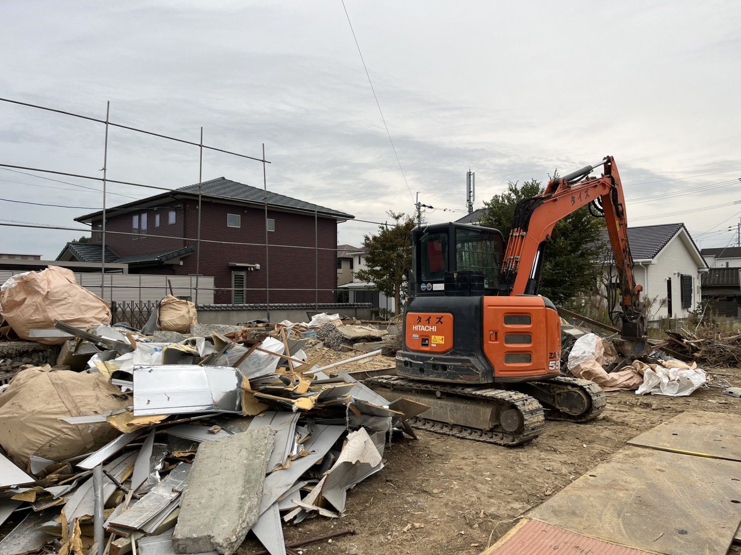 施工途中（木造住宅解体工事：久留米市）